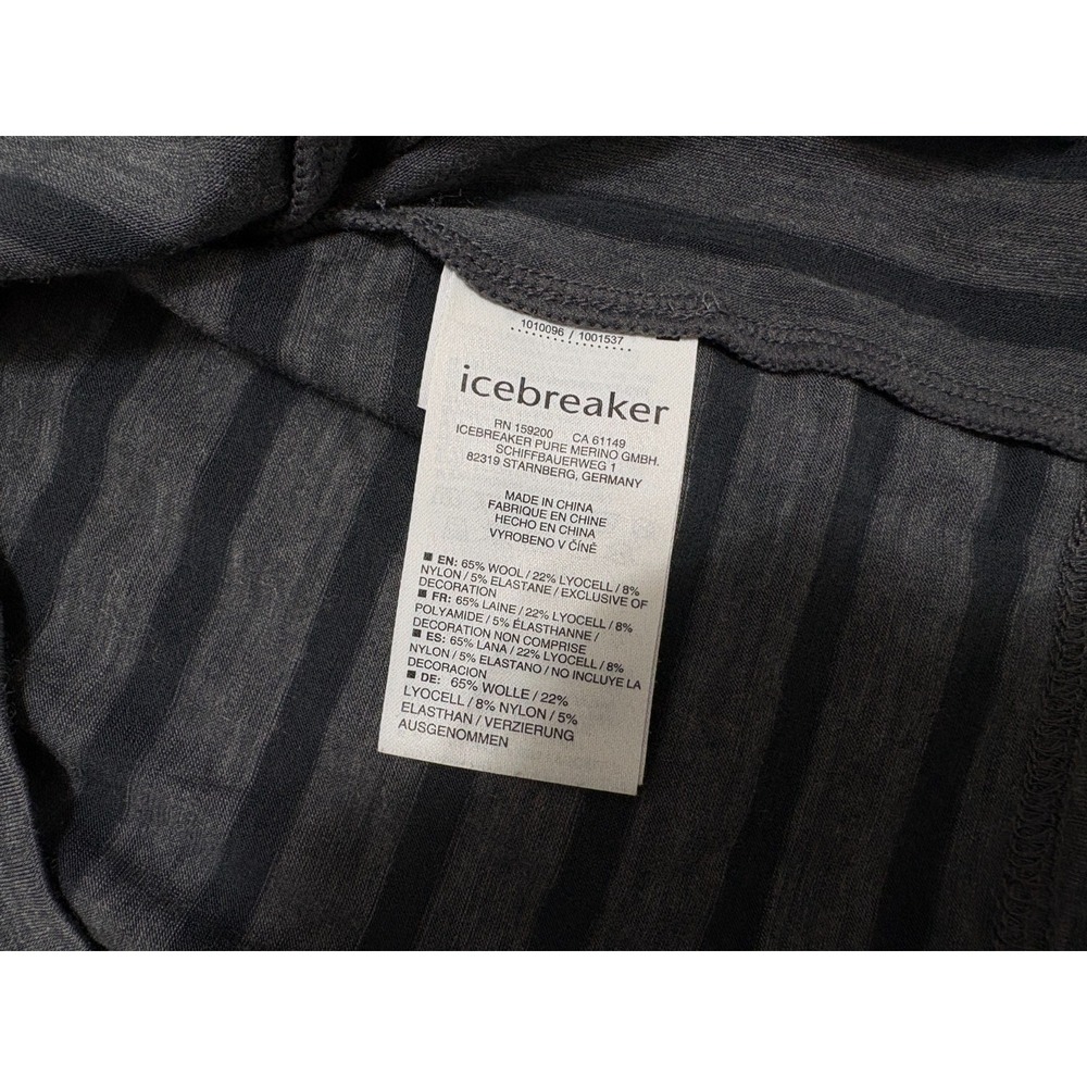 Icebreaker Cool-Lite Wool Blend T Shirt Gray Stripe Base Layer Hiking Mens Large - Picture 11 of 15